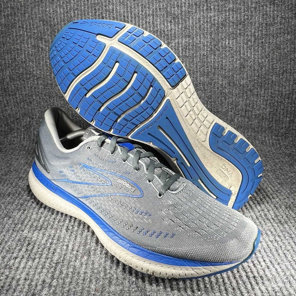 Brooks Glycerin 19 Men's Size 13 Quarry Grey Zap Blue Running Shoes 1103561D095 - Picture 13 of 16
